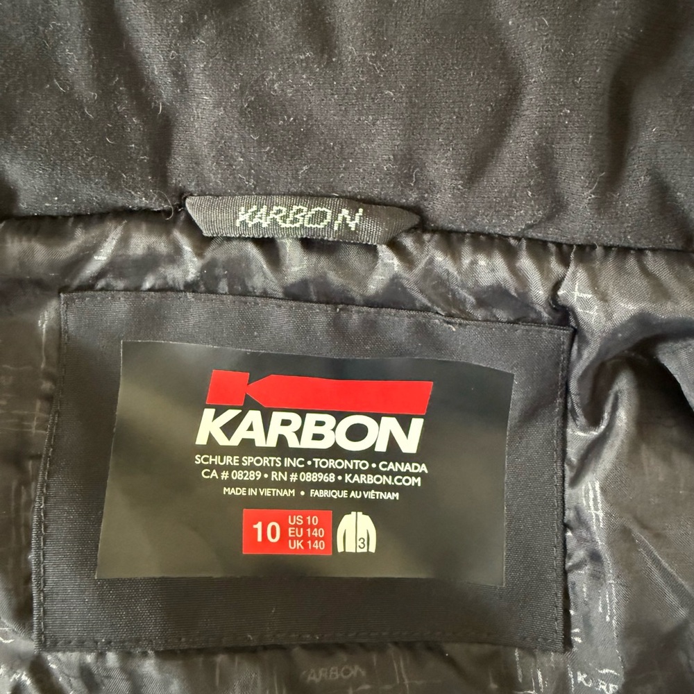 Karbon Boys Size 10 Black and Blue Hooded Jacket - Picture 3 of 12